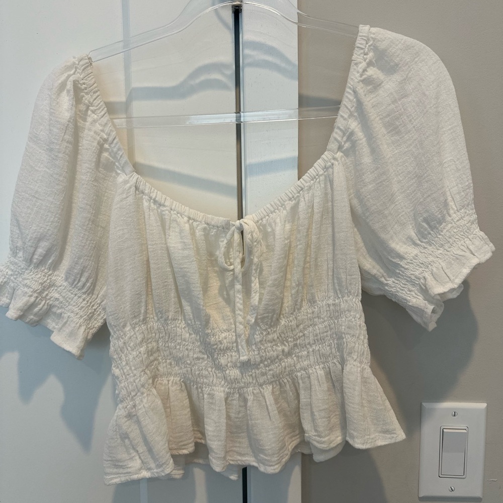 H&M White Smocked Top